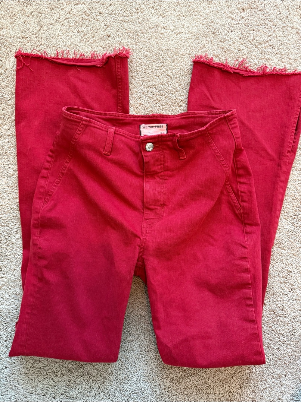 We The Free Level Up Side Slit Jeans In Red